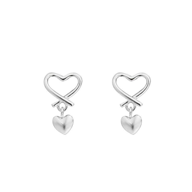 

Серьги-гвоздики с серебряным покрытием S925, полые, женские, мягкие, сестринские, художественные, простые, в виде маленьких капель воды, в форме сердца