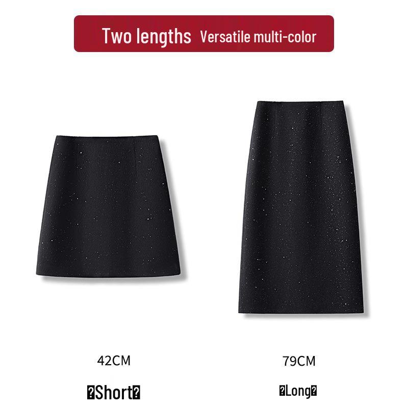 2024 New Gray High Waist A-Line Sequin Tweed Bodycon Mini Skirt for Women - Autumn/Winter Bestseller