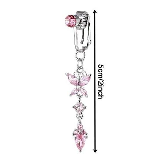 xiaoxin Clip-on Navel Ring - Non-hole Fake Belly Button Butterfly Heart Body Piercing Jewelry