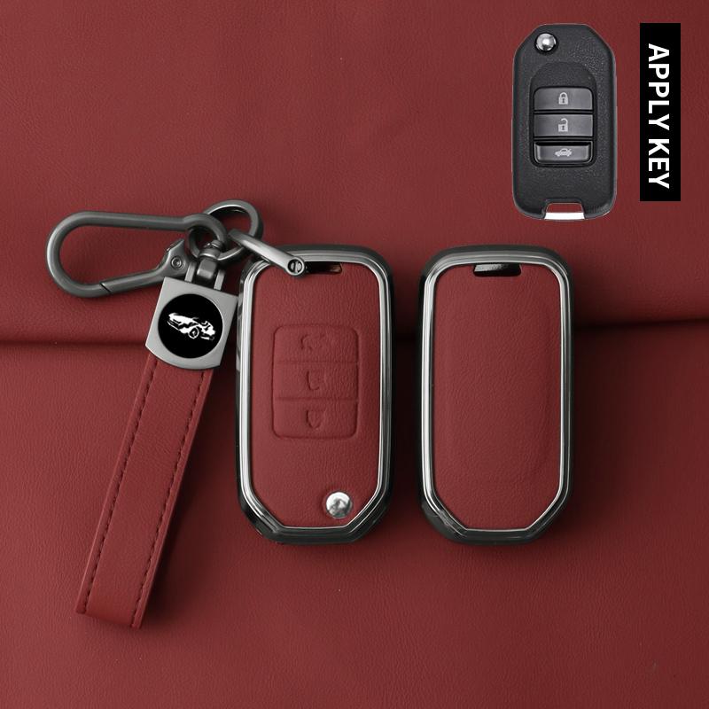 Interior Mouldings Metal Leather Car Key Case Cover For Honda Civic HRV CRV XRV CR-V Crider Odyssey Pilot Fit Accord Protect Key