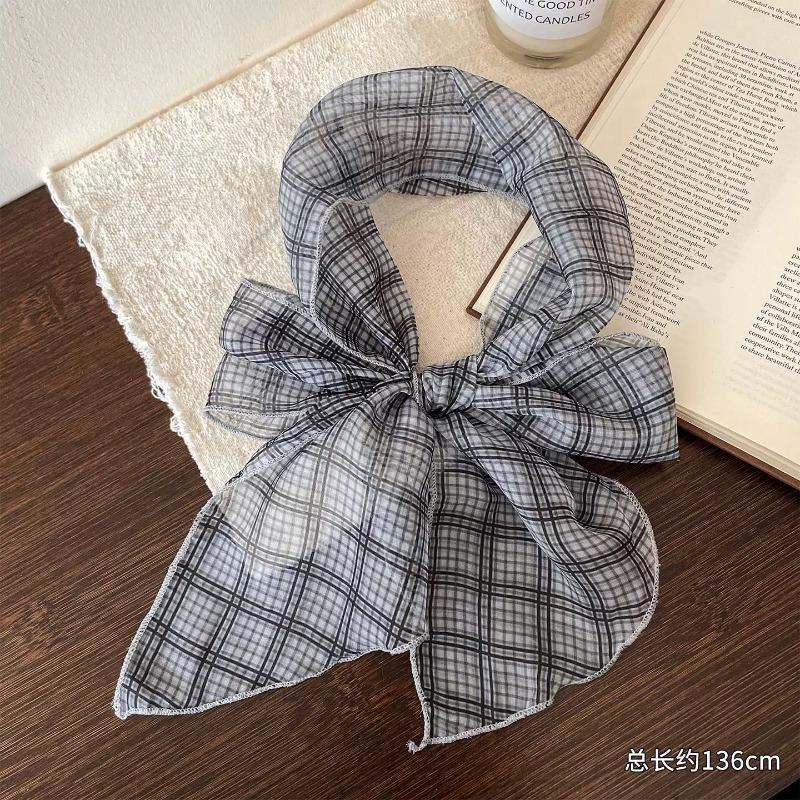 French Brown Polka Dot Long Scarf for Women's Fashion Accessories, Neck Accessories, Headband, Long Ribbon