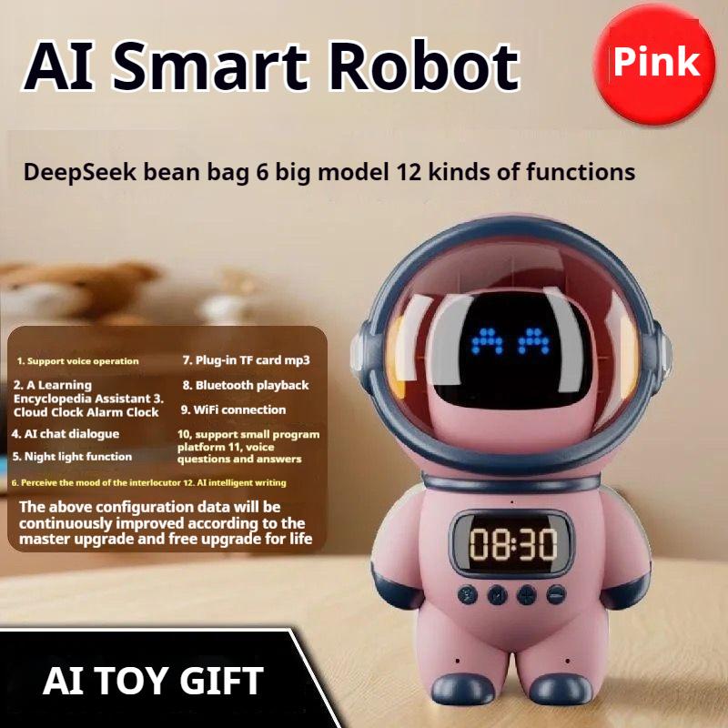 Ai Smart Ai Voice Chat Robot Bluetooth Speaker Digital Alarm Clock Sleep Aid Night Light Home Kids Companion Festival Gift