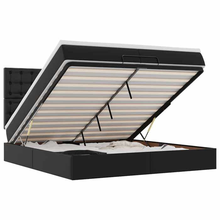 Cadre de lit - Maison Exclusive - 200x200 cm - Similicuir noir - Rangement sous le lit