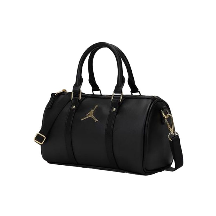 Jordan Bolso Boston de Cuero y Poliéster con Logo de Aviador Metálico Unisex Bolsos de Mano Negro DR5595-010