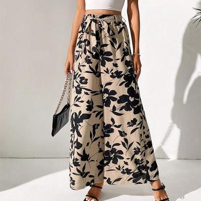Women's Summer Fashion Lace-up High-waisted Wide-leg Casual Pants
