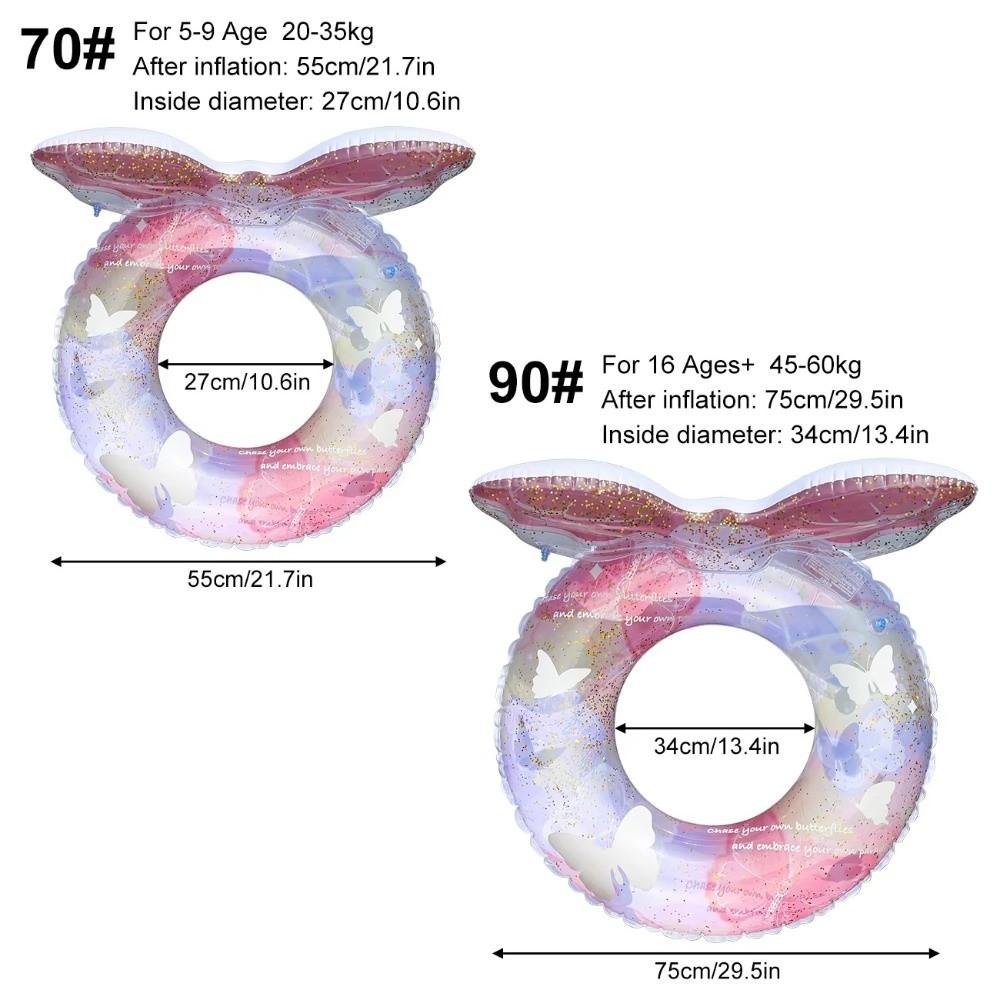 Transparent Glitter Inflatable Swim Tube With Handle Swim Float Swimming Lifebuoy Swimming
