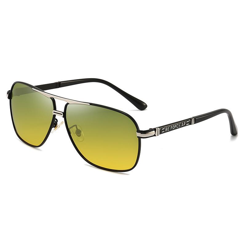 Polarized Sunglasses Men'S Square Double Beam Sunshade Driver Driving Fishing Discoloration Day And Night Han Chao