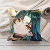 Xiao Genshin Impact Cute Cushion Cover Silky Short Plush Invisible Zipper Dustproof Sofa Pillow Case For Home Decor