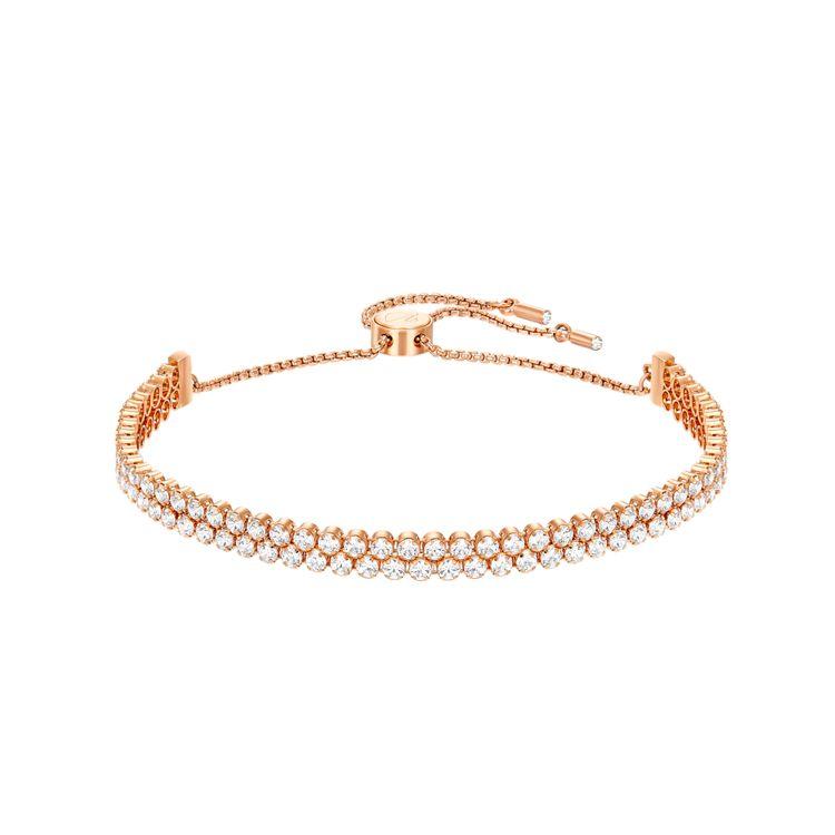 Swarovski Subtle Classic Full Diamond Double Chain Adjustable Bracelet Women bracelet Rose-Gold 5224182 Box (Random Color)