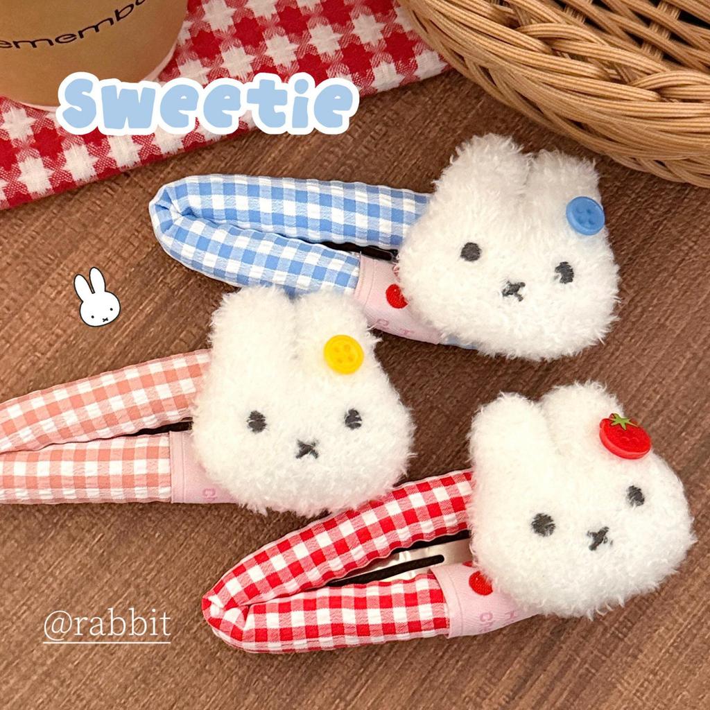 Korean Style Cute Cartoon Rabbit Gingham Hair Clip for Girls