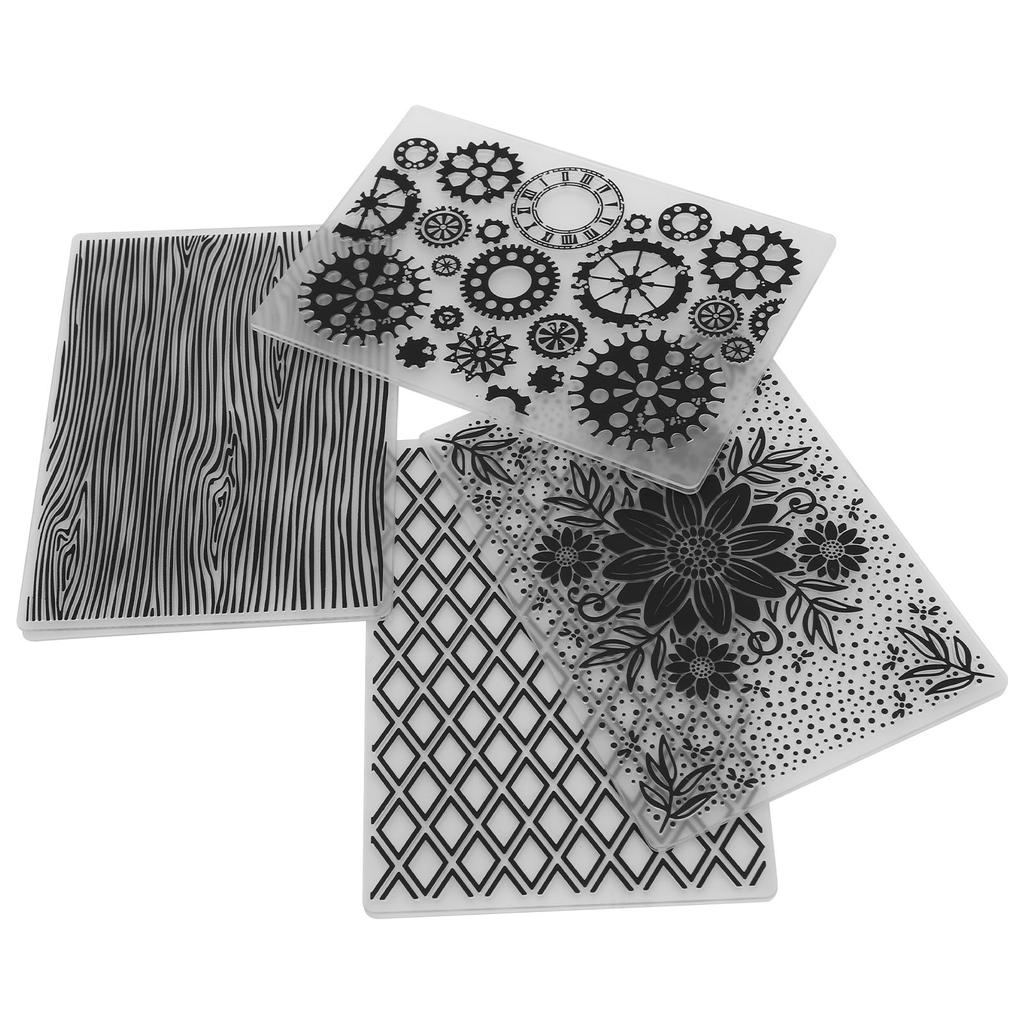 4Pcs Plastic Embossing Folders Embossed Template DIY Card Making Scrapbooking Paper Craft Tool