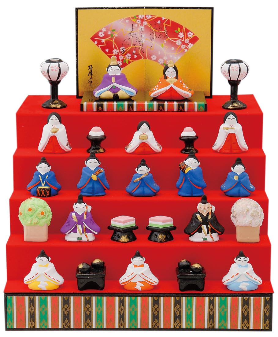 

Hina Dolls, Heian Five-Tiered Doll Display, Flat Display, Emperor and Empress Dolls, Compact, Hina Matsuri (Girls Festival), Peach Festival, Interior