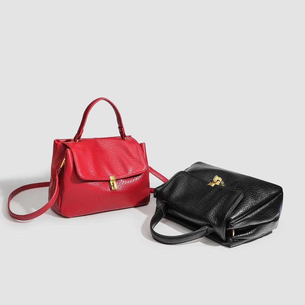 Stilig teksturert dameveske tote bag minimalistisk bærbar pendlerveske nisje enkel skulder crossbody-veske