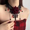 Lace Rose Necklace Niche Design Tassel Choker Neck Chain Sweet Cool Item