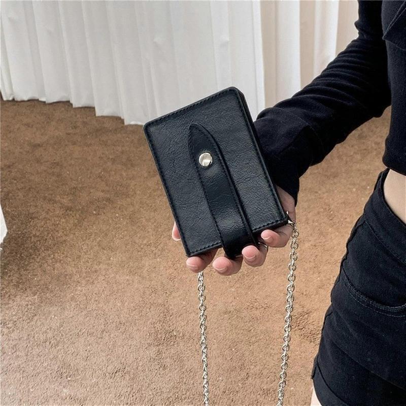 Women Vertical Shoulder Bag Korean Style Crossbody Bag Chain Bag Leather Messenger Bag Change Purse for Daily Travel White