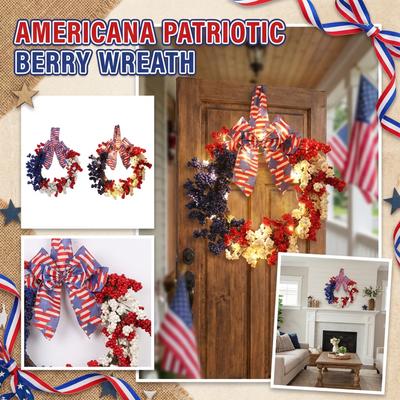 40CM Independence Day Wreath, Red, And Blue Decorative Wreath, Door Hanging Wreath, Cross-border Decorative Products