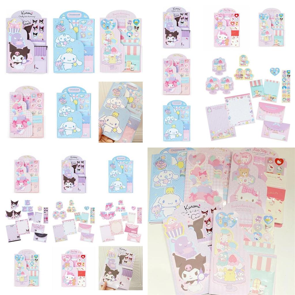 Cute And Fresh Cartoon Stationery Set Of 5 With Unique Envelopes And Sticky Notes