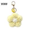 Aesthetic Purse Accessory Plush Flower Keychain for Backpack, Fuzzy Floral Keyring Key Chain Bag Charm, Women Girls Handbags Decorative