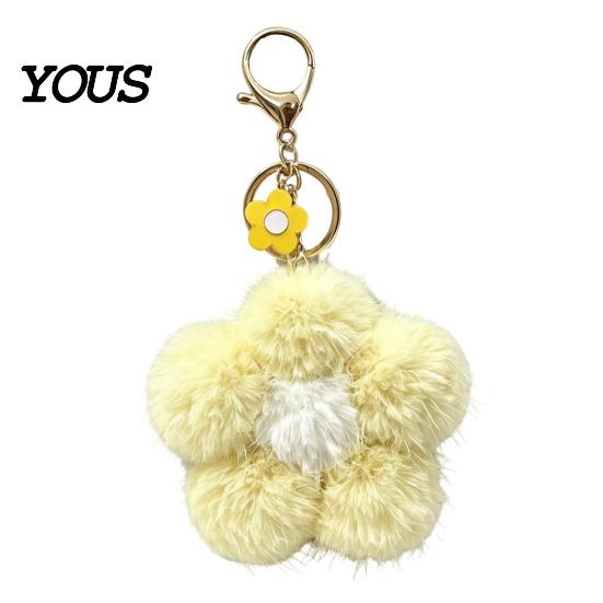 Aesthetic Purse Accessory Plush Flower Keychain for Backpack, Fuzzy Floral Keyring Key Chain Bag Charm, Women Girls Handbags Decorative