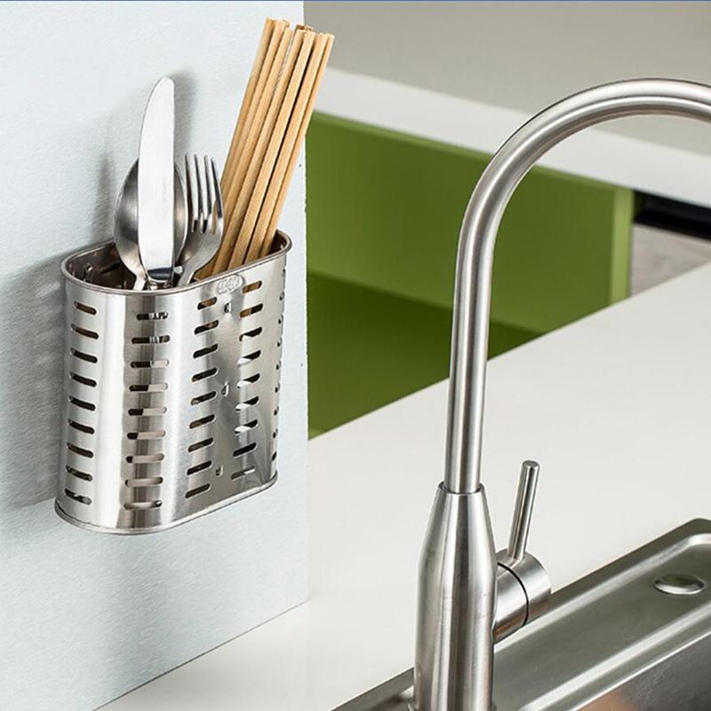 Rurka na pałeczki ze stali nierdzewnej 304, ociekacz, montowany na ścianie, podwójny pojemnik na pałeczki, kuchnia C