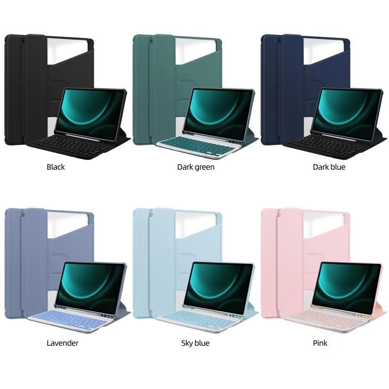 OLOEY Transparent Rotating Bluetooth Keyboard Case for Tab S9 FE Plus