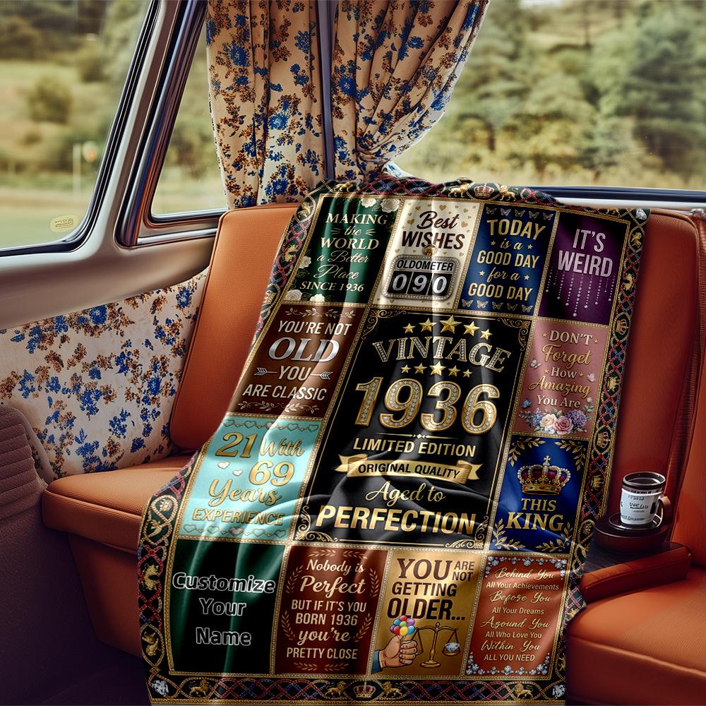 Vintage 1936 Celebration Lightweight Blanket Soft Cozy Perfect For Sofa Couch Office Bed Picnics Ideal For All Seasons Modern Style Ideal Gift For
