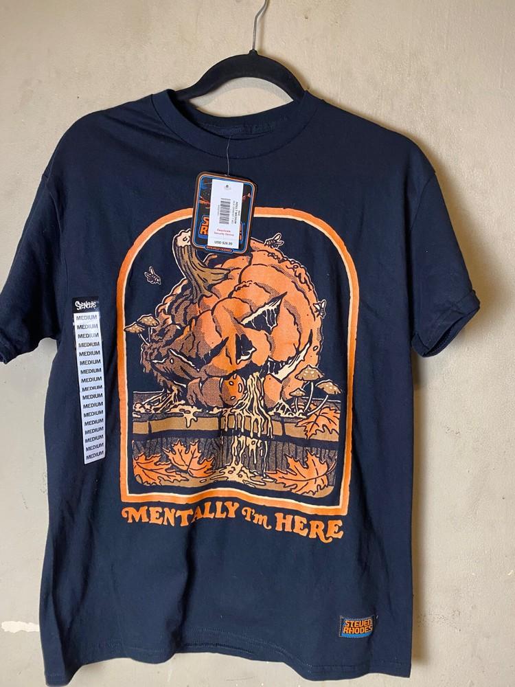STEVEN RHODES  Mentally I m Here Pumpkin Black Graphic Tee SZ S Unisex T-Shirt S