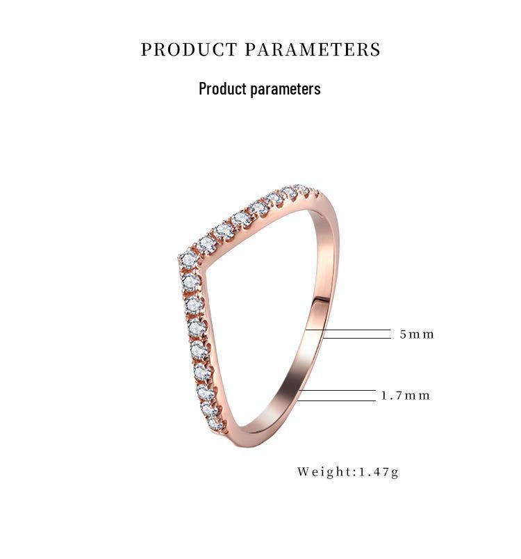 S925 Silver V-Shaped Moissanite Half-Eternity Stackable Ring for Women