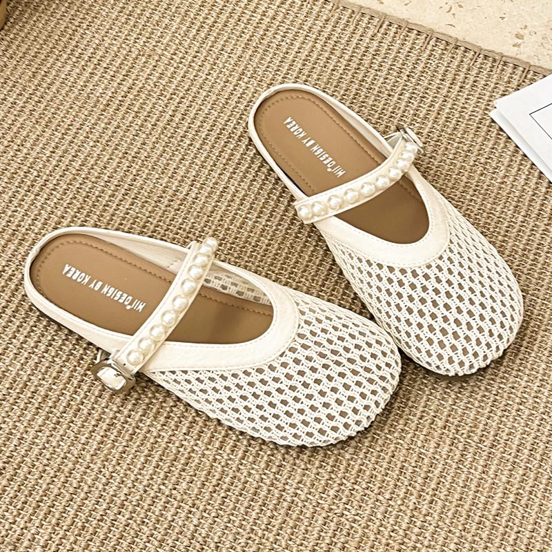 Fashion Flats Women Slippers Mesh Fashion Shoes Slingback Casual Shoes Woman Cozy Sandals 2025 Summer New Trend Walking Chaussures Femme