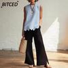 Women's Fashion Casual Solid Color Print Sleeveless  O-Neck  Blouses & Shirts