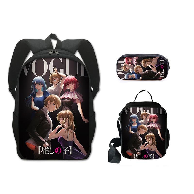 Anime Character School Backpack Set Kids - 3 Piece Bundle With Shoulder Bag Pencil Case 16-inch Laptop Compatible