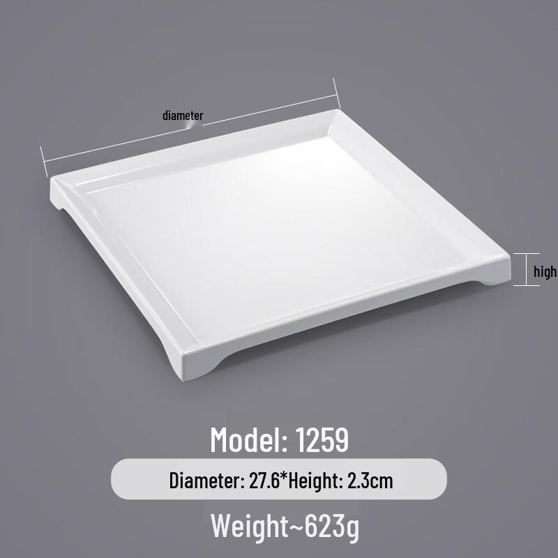 

Square White Melamine Dinner Plate