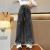 Girls' Heart Patch Jeans Spring Stylish Children's Korean Fashion Long Pants for Girls Spring and Autumn Outerwear Pants