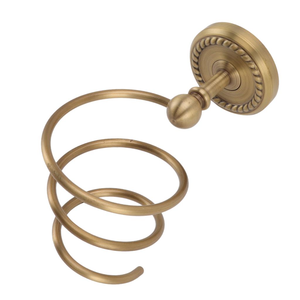 Hair Dryer Holder Antique Brass Hair Care Tools Holder Wall Mount Bronze Finished Spiral Hair Dryer Hanging Rack