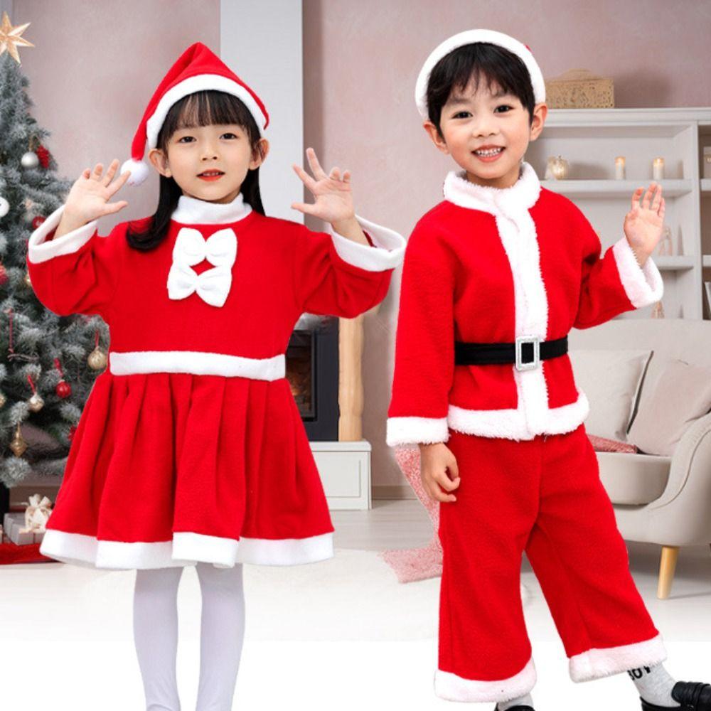 Fleece Children's Christmas Clothes Long Sleeve Kids Cosplay Clothes  Children