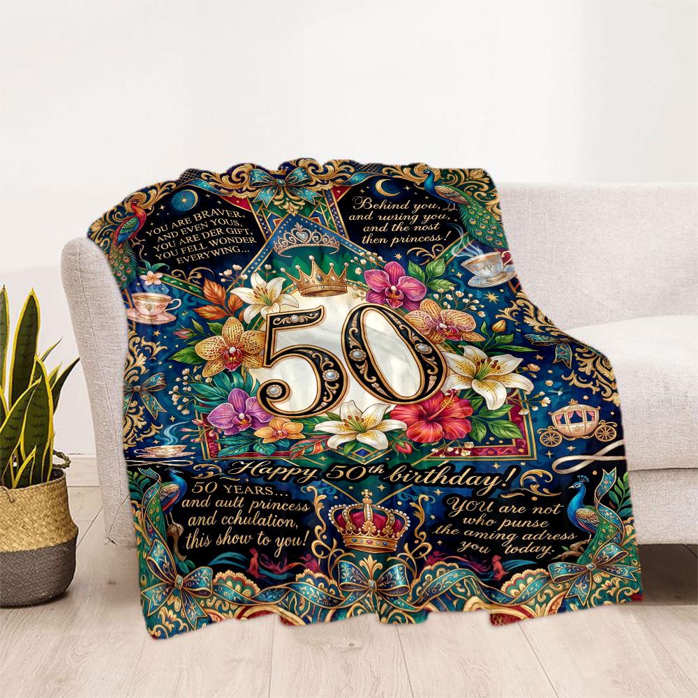 Vintage Milestone Birthday Blanket Soft Warm Cozy Perfect for Bedding Sofa Couch for All Seasons Modern Ideal Gift for Friends Family Couples Picnic