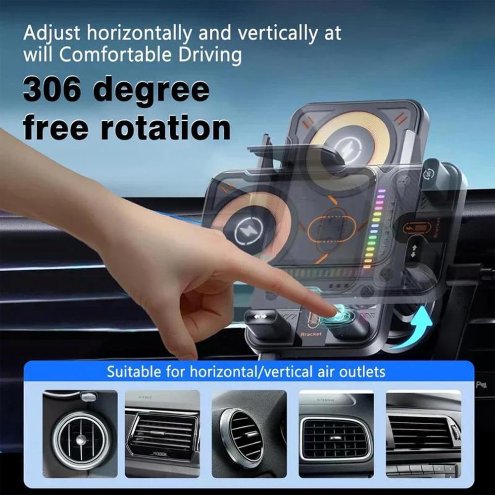 Wireless charging car phone holder, 2026 brand new cool car wireless fast charging holder, electric 90° rotating wireless car charger holder