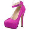 Women Pumps 14cm Sexy Concise Buckle Supper High Heels Fashion Ankle Strap Patent Leather Red Wedding Shoes Shoe
