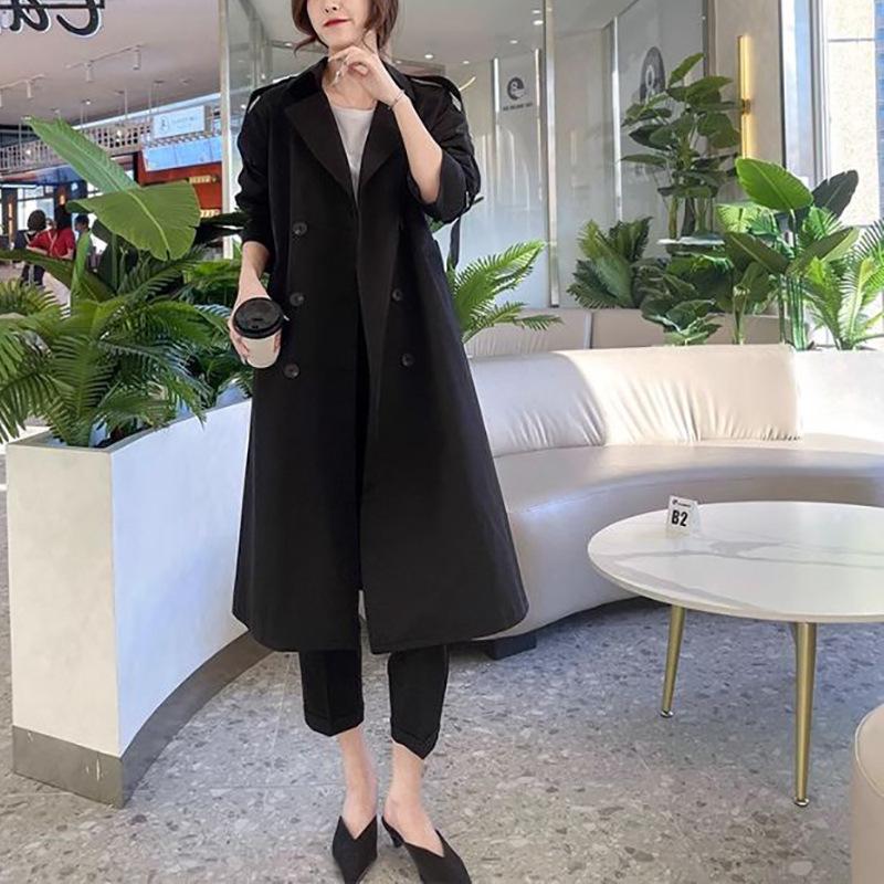 

Пальто-тренч, женское, однотонное, средней длины, небольшое, новое, весенне-осеннее, корейское пальто XXL