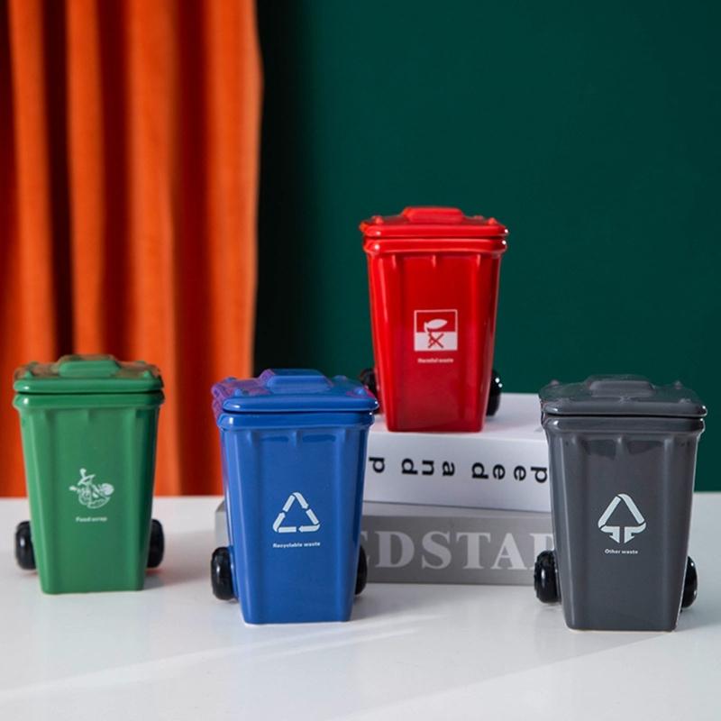 3D Trash Can Design Ceramic Coffee Mugs 400ml Creative Kitchen Cup Garbage Can Shape Mugs For Home Office Gift
