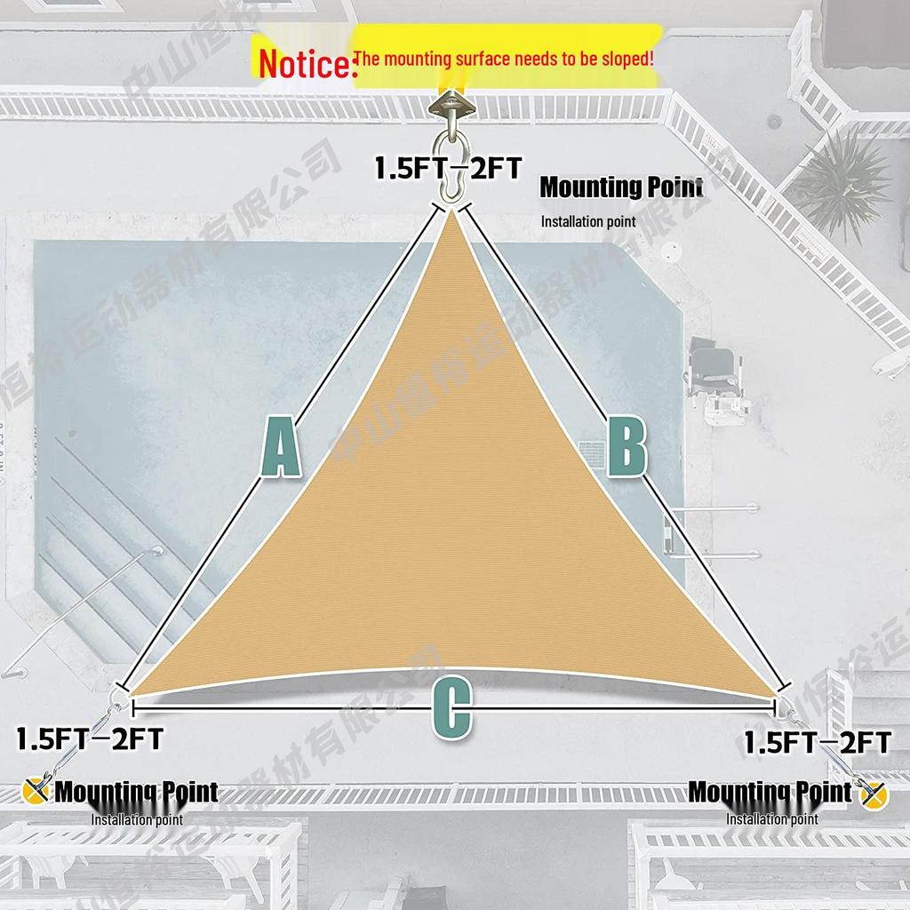 Triangular Sunshade Sail for Pool and Garden - Oxford Cloth, Available Now.