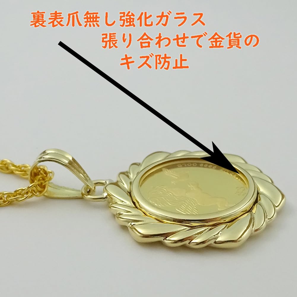 And My Jewelry Pure Gold Tuvalu Angel Pendant 24K Gold and 18K Gold Frame with 18K Gold Frame and Tempered TUVAL2022 QUEEN ELIZABETH II [Your Box]