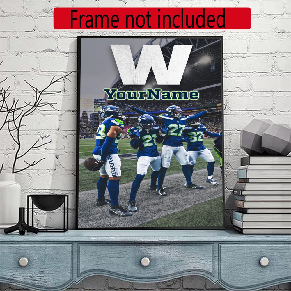 Seattle Seahawks Personalized Text Diamond Painting Round Diamond Mosaic Rhinestones Diamond Embroidery Craft Kit Wall Decor Without Frame