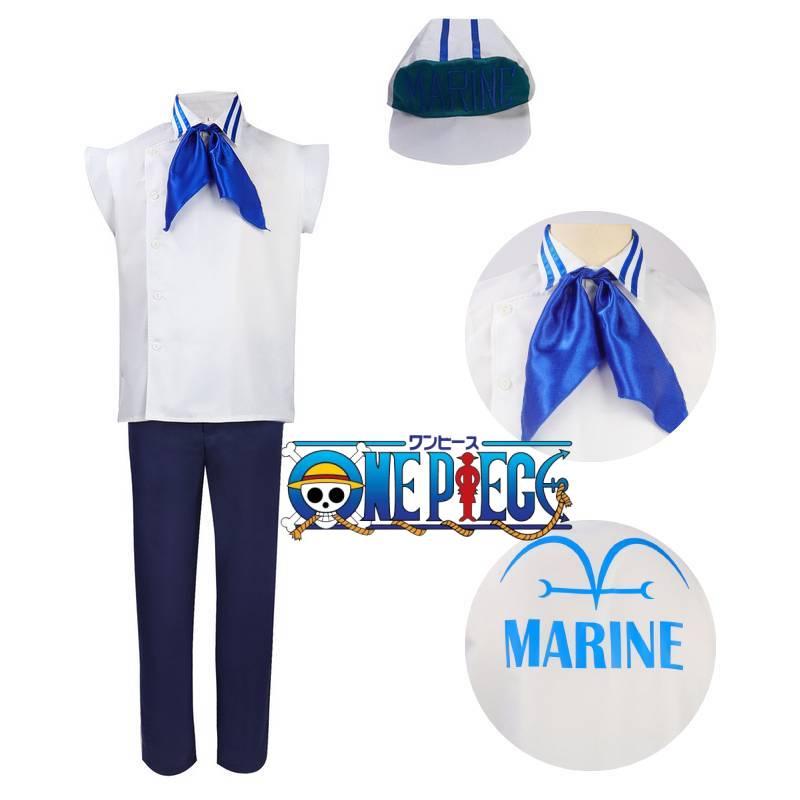 One Piece Marine Soldier Uniform Cosplay Costume White Polyester Material