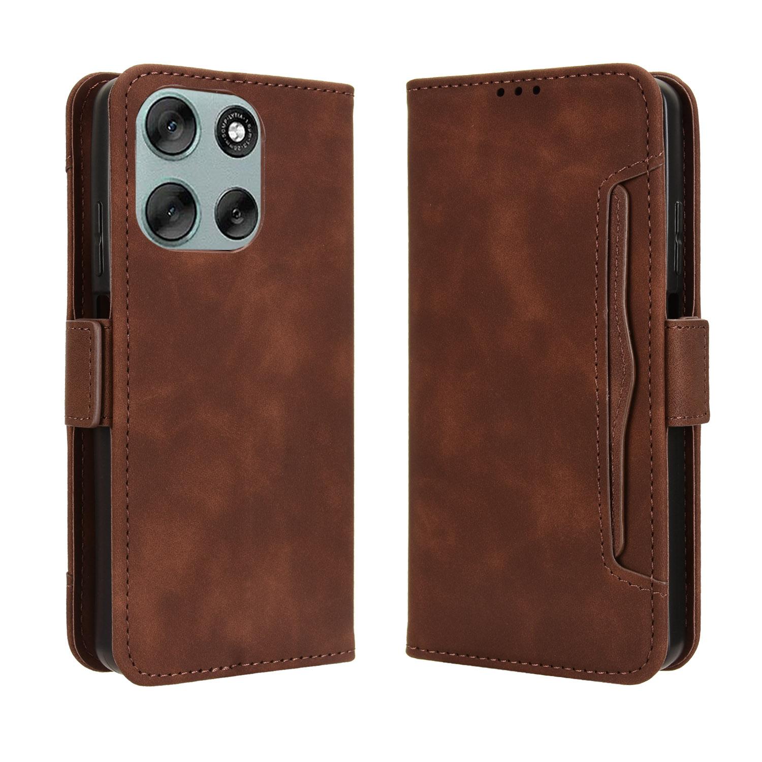 

For Motorola Moto G56 5G Leather Case Phone Wallet Cover with Multiple Card Slots Brown