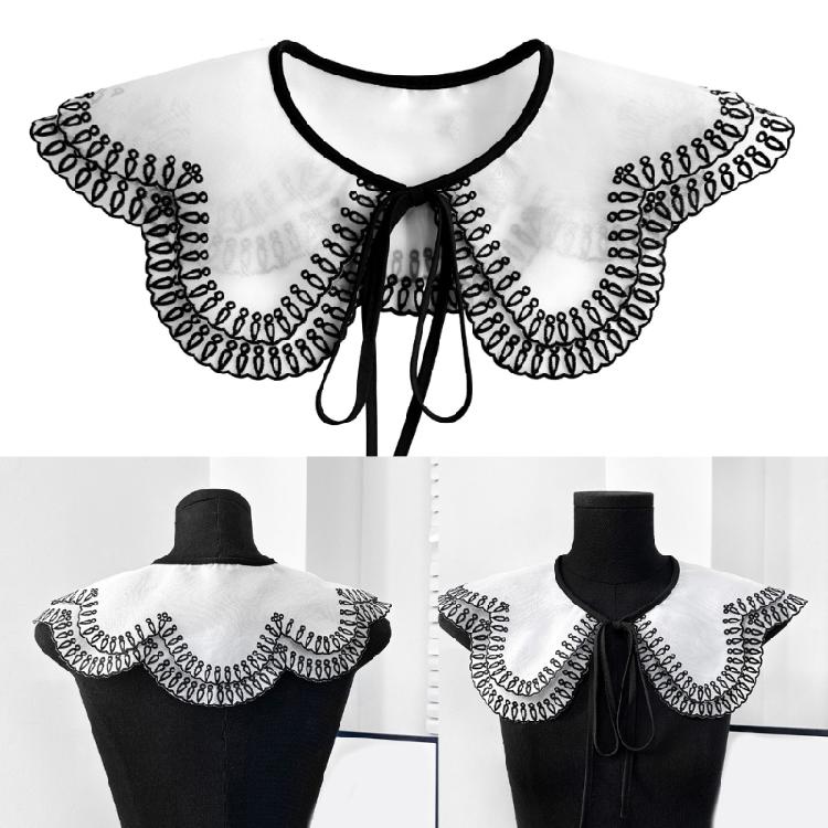 Popular Detachable Collar Embroidered Lace Trim False Collar For Female Teens Girl Daily Outfit Styling Accessory