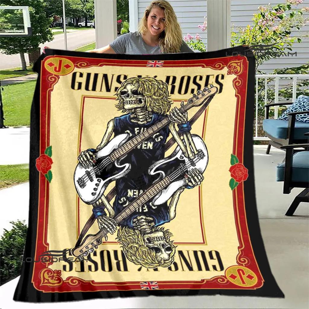 Guns n'roses band retro print blanket Flannel Soft Comfort Blanket Home Travel Blanket Kids Warm Blanket birthday gift