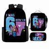 Large Capacity Schoolbag with Shoulder Strap; Student Three-piece Pencil Case Set