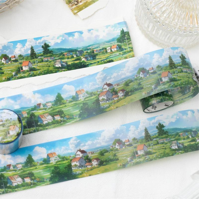 6 Stile 5cm * 200cm/Rolle Reisezeit-Thema Schöne Landschaft PET-Klebeband DIY Handgemachte Materialien Scrapbooking Hintergrunddekoration