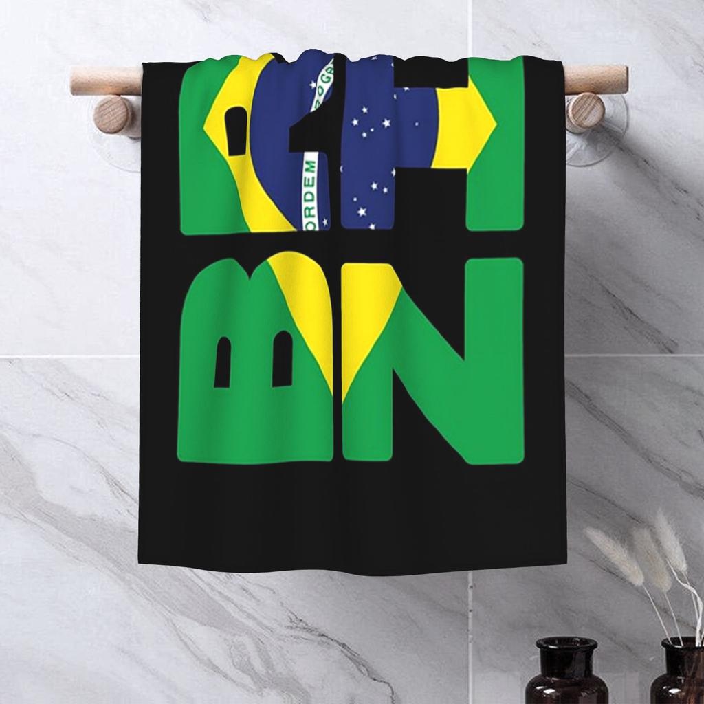 Brazil Flag Text Soft Face Towel Quick Dry Pool Bath Cotton Towels Absorbent